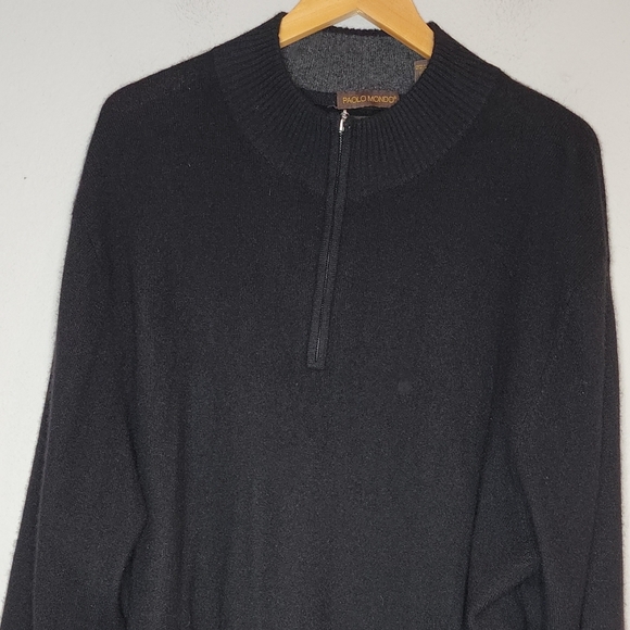 Paola Mondo 100% Cashmere Black Quarter-Zip Sweater Mens Size XXL (small flaw) - Picture 14 of 16